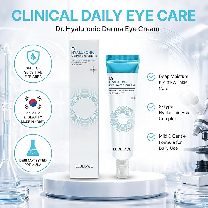 LEBELAGE Derma Eye Cream 1.35 fl oz | Lightweight Eye Moisturizer | Fast-Absorbing Daily Under Eye Cream for Smooth, Hydrated Skin Feel | Korean Skincare Routine (Hyaluronic)