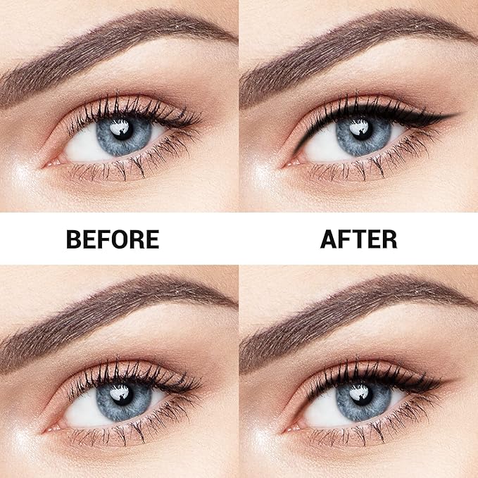 Music Flower Gel Eyeliner, Black and Brown Eyeliner Waterproof Long Lasting Smudge Proof Gel Liner with 2 Brushes, Easy to Apply Eye Makeup 3 g, Pack of 2