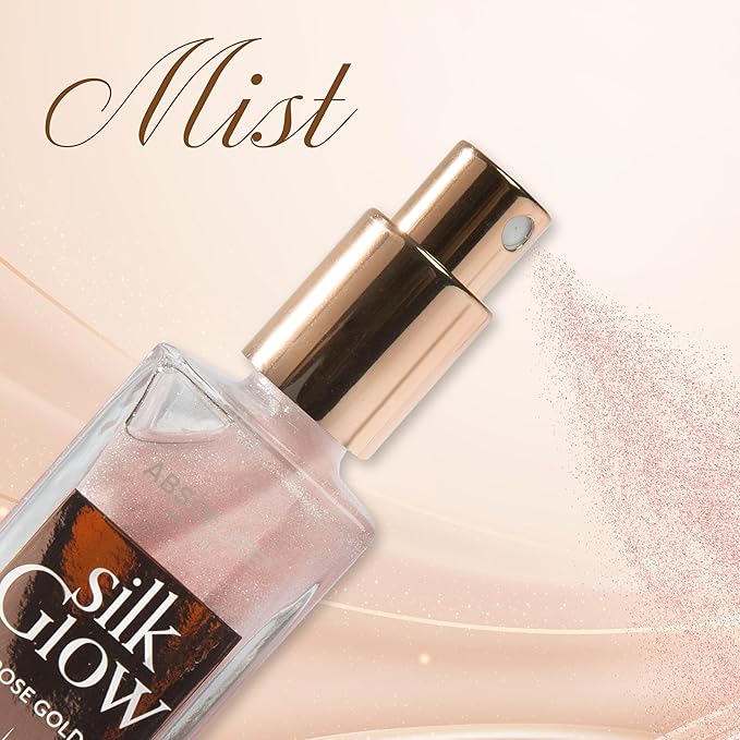 Absolute New York - Silk Glow Shimmer Mist Glow, Radiant, Shimmer Body & Face & Hair, Shea Butter, Coconut Oil, Vitamin E (SBGS02 Rose Gold Mist, 3.4 fl oz)