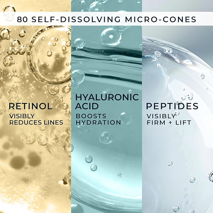 RoC Retinol Correxion Deep Wrinkle Non-Invasive Targeted Patches with Hyaluronic Acid + Firming Peptides for Forehead, 11 Lines, Crow’s Feet and Laugh Lines, (6 Patches) with Retinol Eye Packette
