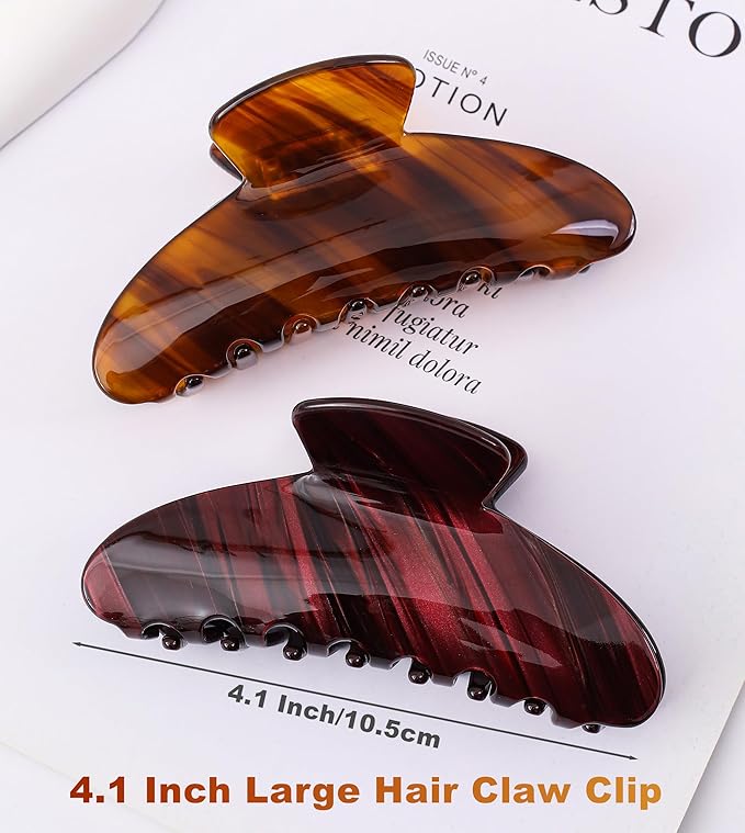 2 Pack Acetate Hair Claw Clips for Women 4 Inch Large Claw Hair Clips for Thin to Thick Hair