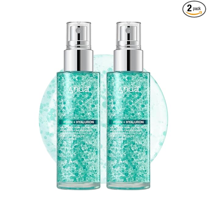 ANUA PDRN Collagen Glow Facial Serum Spray, Hydrating Face Mist, Hyaluronic Acid, dewy glass finish, All Skin Types, Instant Plumping Hydration, Firming Care, Korean Skincare, 3.38 fl oz (Pack of 2)