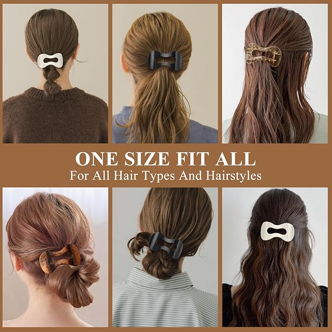 Flat Hair Clips for Women,French Lay Flat Claw Clips,Matte Strong Hold Side Hair Clip Thick & Thin Hair No-Slip Duck Billed Jaw Claw Clip (Clear White-4pcs)
