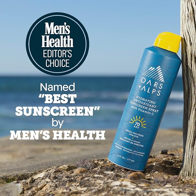 Oars + Alps SPF 70 Face & Body Broad Spectrum Sunscreen Spray | Fast-Absorbing, Lightweight, Non-Greasy, Hawaii Reef Act 104 Compliant, Water-Resistant, Octinoxate + Oxybenzone Free, 6 Oz, 2 Pack