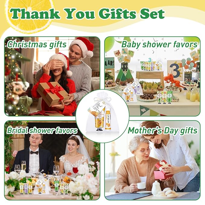 KONEUK 36 Pack Hand Cream Bulk and Lip Balm Bulk Sets, Mothers Day Gifts, Thank You Gifts and Birthday Gifts with Thank You Card Organza Bags, Teacher Appreciation Gifts and Nurses Week Gifts