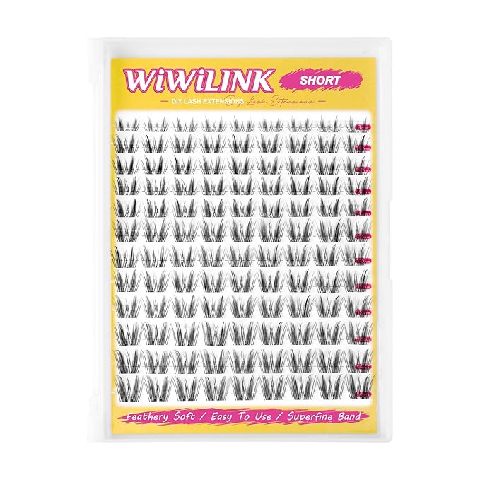 Wispy Lash Clusters 8-14mm Spike Eyelash Clusters D Curl DIY Lash Extension with Spikes 0.03mm -Invisible Band Natural Individual Cluster Eyelashes, Freya Short