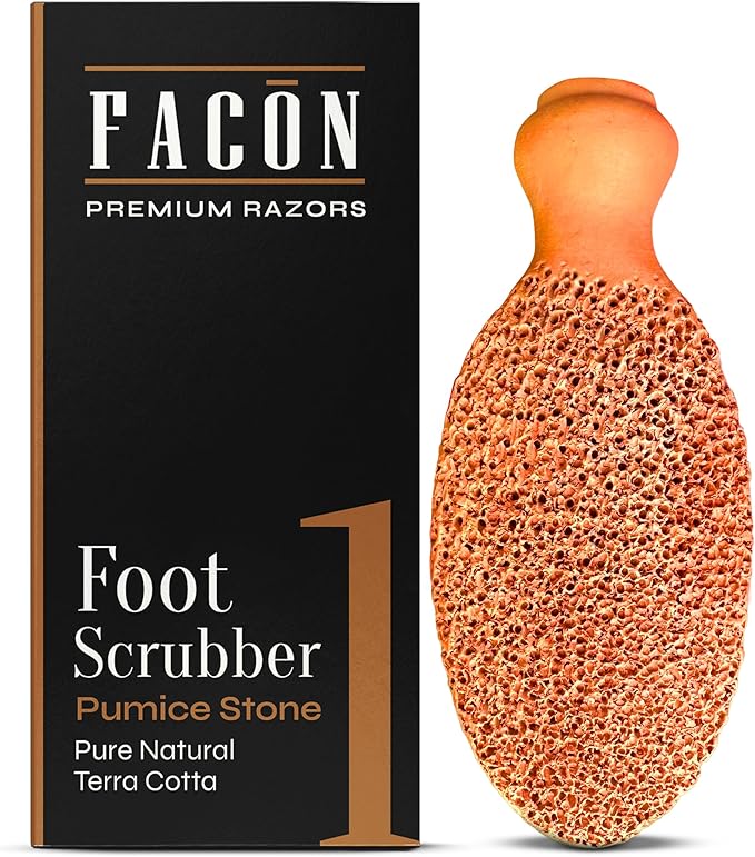 Facón Pumice Stone for Feet Callus Remover - Terra-Cotta Foot Scrubber with 2 Sides, 100% Pure Natural Foot Pumise Stone, Pedicure Pumice Stone Scrubber, Foot Exfoliator, Removes Calluses & Dead Skin