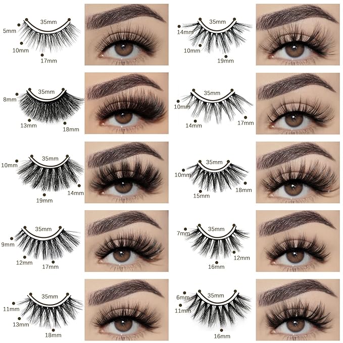 FARRED Wholesale False Lashes 30 Pairs 10 Styles Medium Length Vegan Eyelashes Fluffy Volume Strip Lashes Bulk 10 Portable Boxes Fake Eyelashes Mixed Natural Look 3D Faux Mink Lashes (mix 30pairs)