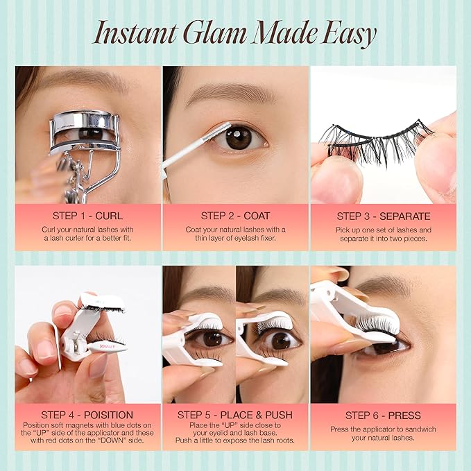 LASHVIEW Soft Magnetic Eyelashes Kit, Natural Look with 0.17mm Ultra-Thin Magnets, Comfortable No-Glue Lashes with Applicator & Eyelash Fixer, Easy to Wear & Remove-N14