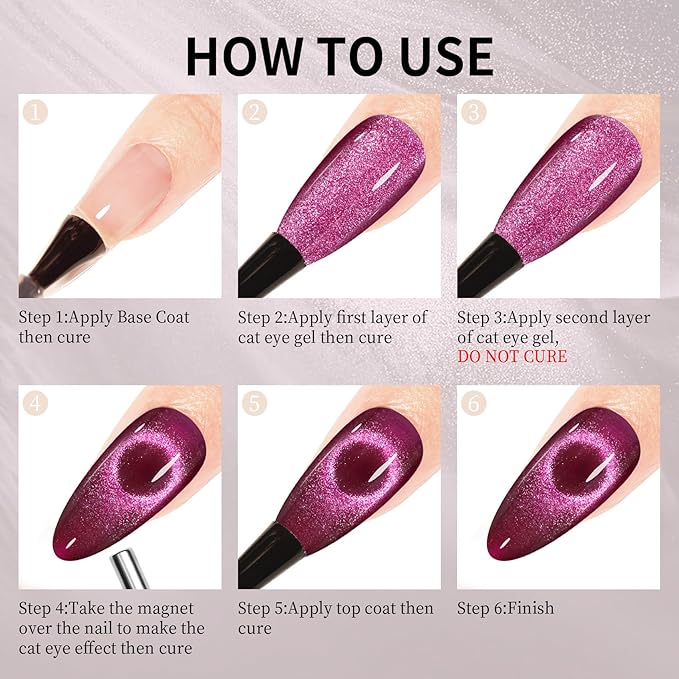 MAYCHAO 15ML Cat Eye Gel Nail Polish 1Pc Plum Gel Polish with Magnet Soak off Holographic Magnetic Nail Polish for Nail Art Manicure Salon DIY at Home, 0.5 OZ
