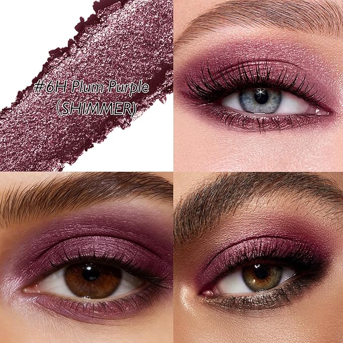 Cream Eyeshadow Stick, Plum Purple Eyeshadow for Older Women Long-Lasting Waterproof, Shimmer Metallic Eye Shadow Crayon Mauve Buildable & Blendable High Pigmented sombras para ojos