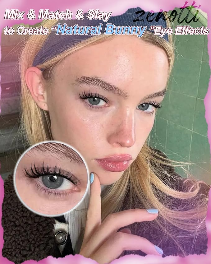 Natural Lash Clusters Manga Eyelash Clusters Wispy Cluster Eyelash Extension Bunny Anime Fairy Individual Lashes Invisible Band Cluster Lashes Freya DIY Lash Extensions C-Curly 8-16mm by zenotti