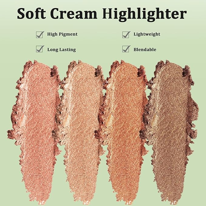 Highlighter Makeup Stick - Blush Highlighters Makeup Stick for Face & Body, Natural Silky Shimmer Highlight, Bendable Long Lasting Cream Korean Highlighter (#A01 Warm Glow)