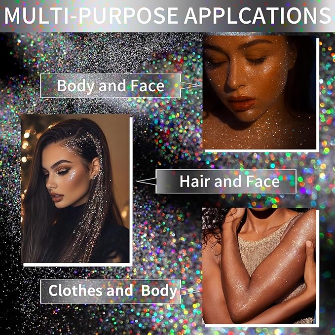 Hair Glitter Body Glitter Spray, 150ML Glitter Hairspray Holographic Green Glitter Spray for Hair and Body, Hair Glitter for Kids Women, Body Shimmer Festival Makeup 4.2 Fl Oz