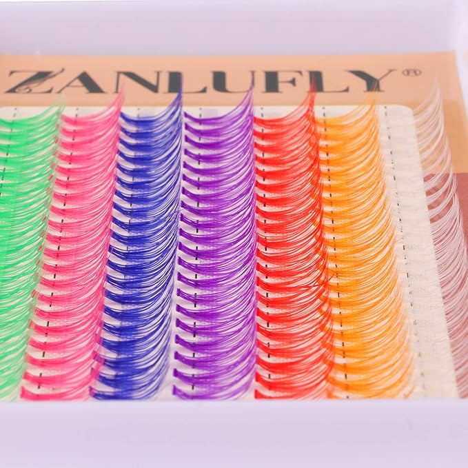 Colored Lashes Cluster Eyelashes Individual DIY Lashes Extensions 7 Colors Eye Lashes Extensions 140 PCS Clusters False Lashes DIY at Home Set Pack（14MM）