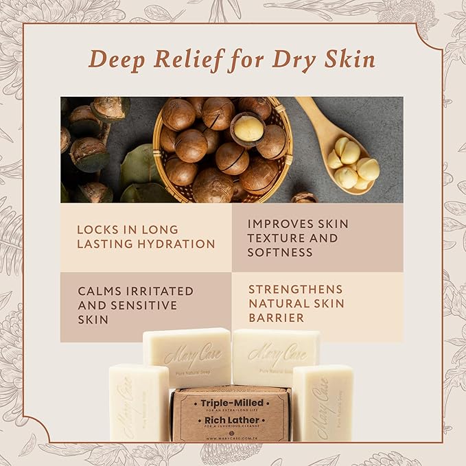 Mary Case Scentless Bar Soap Set of 8 | Shea Butter Soap with Olive & Coconut Oils | Fragrance-Free Bath Soap for Men & Women | Deep Moisturizing Dry Skin & Soothing Sensitive Skin