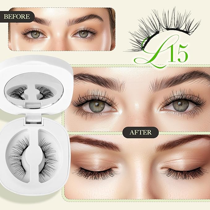 LASHVIEW Upgrade Soft Magnetic Eyelashes Natural Look, Reusable Magnetic Lashes, No Glue Needed, Windproof & Waterproof for All-Day Comfort (L15)