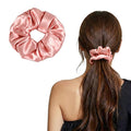 ZLYC 100% Mulberry Silk Hair Tie Scrunchie 19 Momme Gentle Creaseless Dent-Free Ponytail Holder for Women, 6cm Solid Peach Pink