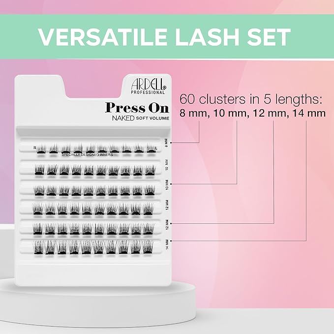 Ardell Press On Pre-Glued Underlash Extensions - Diy Lash Cluster, Eyelash Extension Kit, Naked Soft Volume - 60 Ct, 1-Pack