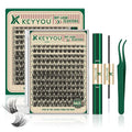 KEYYOU Lash Clusters Kit 144pcs Soft&Natural Lash Clusters Fluffy Lash Extension Kit D Curl 8-18MIX with Bond and Seal,Applicator Thin Band Eyelash Clusters for DIY at Home(Haze）