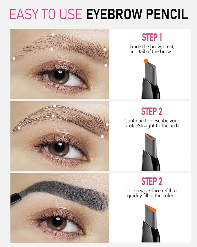 Yfulfill Grey Eyebrow Pencil for Older Women, Waterproof, Eyebrow Pen for Gray Hair