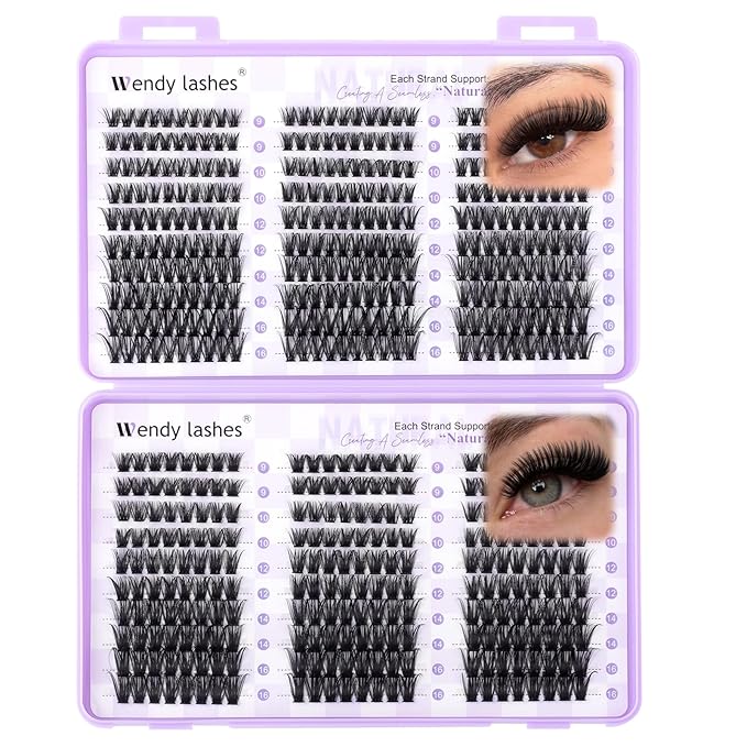 WENDY LASHES Clusters 60D+80D Eyelash Clusters 540PCS 9-16mm D Curl Natural Lashes Fluffy Wispy False Eyelashes DIY Cluster Eyelash Extensions