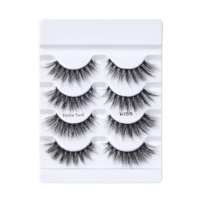 KISS Lash Couture, False Eyelashes, 'Matte Twill', 14mm, Includes 4 Pairs Of Lashes, Easy to Apply, Reusable Lash Clusters