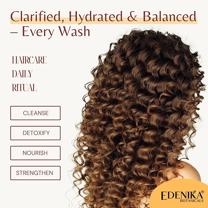 Edenika Botanicals Apple Cider Vinegar Shampoo and Conditioner Set, Deep Cleans, Clarifies, Detoxes Scalp & Hair, Balances pH, Botanical, Sulfate & Paraben Free, 16 fl oz Each