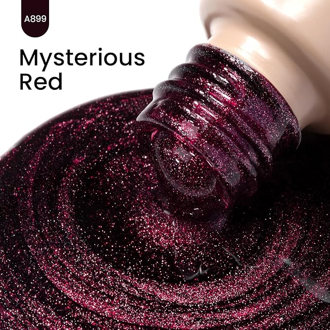 MAYCHAO 15ML Cat Eye Gel Nail Polish 1Pc Mysterious Red Gel Polish with Magnet Soak off Holographic Magnetic Nail Polish for Nail Art Manicure Salon DIY at Home, 0.5 OZ