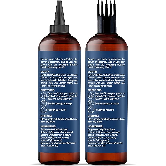 Botanic Hearth Hair Oil for Hair Growth | Rosemary Oil for Hair Growth with Biotin, Castor & Jojoba | Hair Relaxers & Dry Scalp Treatment | Color Safe | All Hair Types | Set of 2 (6.7 Fl Oz)