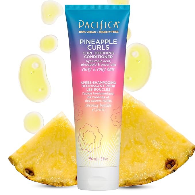Pacifica Beauty, Pineapple Curls Defining Natural Conditioner, For Curly, Coily and Textured Hair Types, Pineapple Scent, Sulfate Free and Silicone Free, 100% Vegan and Cruelty Free | Hair Conditioner
