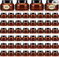 Tessco for you 48 Pack Plastic Jars with Lids Labels Multiuse Slime Containers Empty Body Scrub Jars Round Refillable Cosmetic Body Butter Container for Makeup (8 oz,Brown)