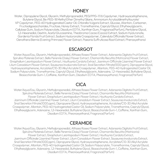 LAPCOS Skin Barrier Repair Sheet Mask Variety Pack - Escargot, Cica, Ceramide, Honey - 4 Types of K Beauty Face Mask Set to Hydrate & Soothe - Highly Breathable Sheet - Korean Skin Care (Pack of 12)