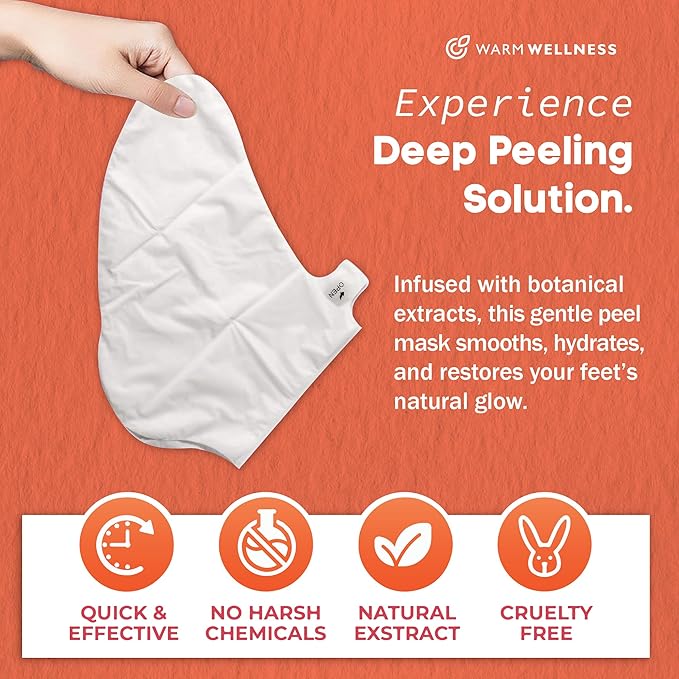 Foot Peeling Mask – Lavender Exfoliating Treatment Booties for Callus Removal & Renewal of Dry, Cracked Feet – Dermatologist-Inspired Moisturizing Spa Therapy for Men & Women (Peach 2 Pairs)