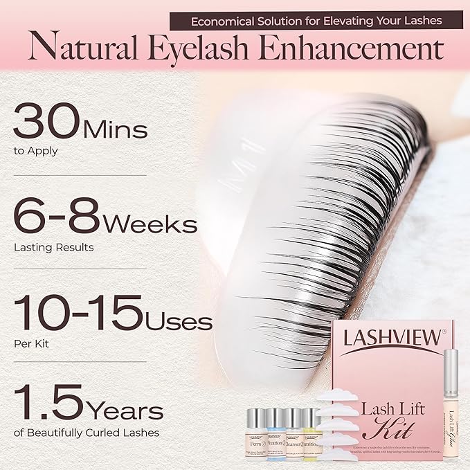 LASHVIEW Lash Lift and Eyebrow Kit, Professional Eyelash Perm Kit and Eyelash & Eyebrow Set Quick Lifting & Voluminous Coloring Gifts for Women Salon Grade Home DIY(Brown)
