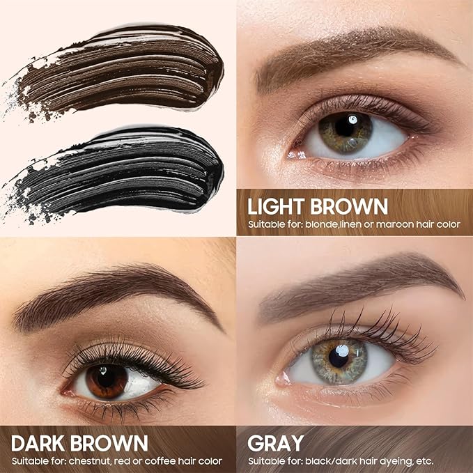 Eyebrow Gel - Peel Off Brow Gel Waterproof with Eyebrow Stencils, Transfer-Proof Eyebrow Tattoo for Girl Create Fuller & Defined Brows Makeup, No Smudge and Easy to Color, 1 Pack (Light Brown)