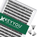 KEYYOU Lash Clusters 300pcs Individual Lashes, 40D 0.07C Curl 12mm DIY Eyelash Extension, Soft & Natural Volume Cluster Lashes with Large Tray