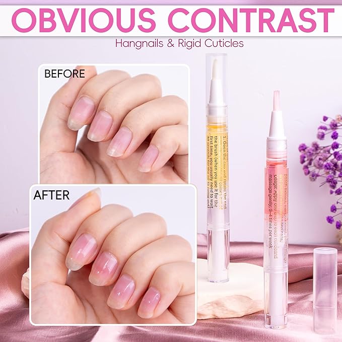 2PCS Cuticle Oil Pen for Nails,Nail Oil Pen for Nail Care,Cuticle Oil for Nails with Nail File,Nail Oil Cuticle Prevent Dry Cracking and Hangnails,Deep Nourishment(Strawberry & Orange Flavor)