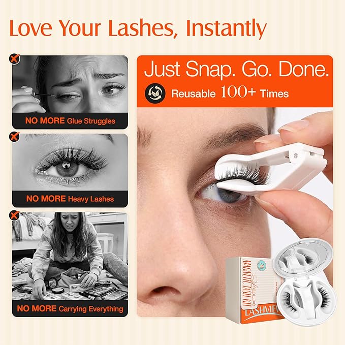 LASHVIEW Upgrade Magnetic Eyelashes with Applicator Soft Magnetic Eyelashes Natural Look Reusable No Glue Needed Easy to Wear and Remove (YT15)