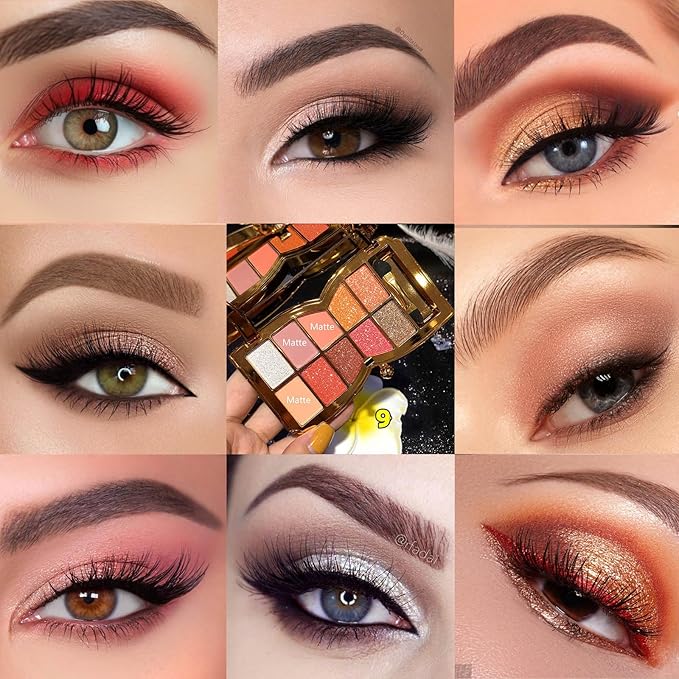 Glitter Eyeshadow Palette, 10 Colors Sparkle Shimmer & Matte Eye Shadow Highly Pigmented Waterproof Long Lasting Makeup Set (Color 9)