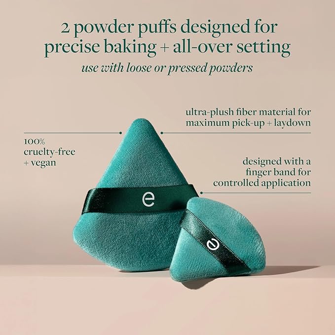 EcoTools Powder Puff Duo, Full-Size & Mini Powder Puffs for Loose or Pressed Powder, Precision Under-Eye & T-Zone Application, Soft Makeup Puffs, Vegan & Cruelty-Free, 2 Piece Set