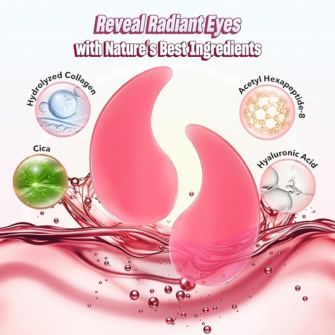NAZANO Under Eye Patches - 60 Pack for Puffy Eyes, Dark Circles, Bags & Wrinkles with Hydrolyzed Collagen & Hyaluronic Acid - Eye Care Pads for Daily Skincare (Pink)
