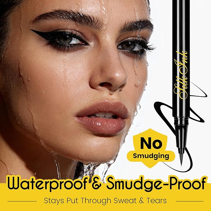 Professional Cosmetics Liquid Eyeliner, Waterproof Liquid Eyeliner Pen - Black, Vegan Formula