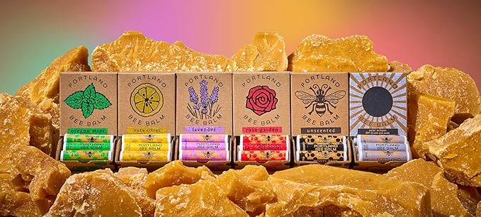Portland Bee Balm All Natural Handmade Beeswax Based Lip Balm, Unscented 24 Count