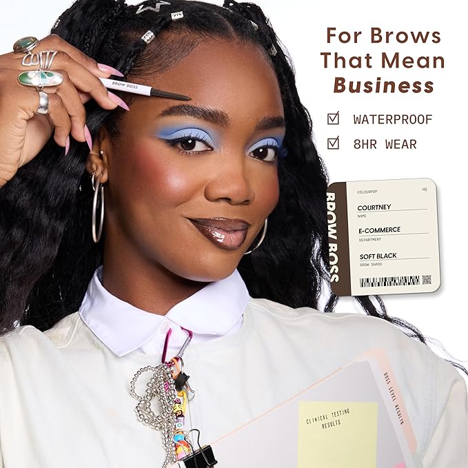 Colourpop Brow Boss Waterproof Eyebrow Pencil - Defining Brow Pencil with Precision Tip, Retractable Twist & Built-In Spoolie - 8-Hour Wear - Creates Natural Hair-Like Strokes - Ash Brown (0.003 oz)