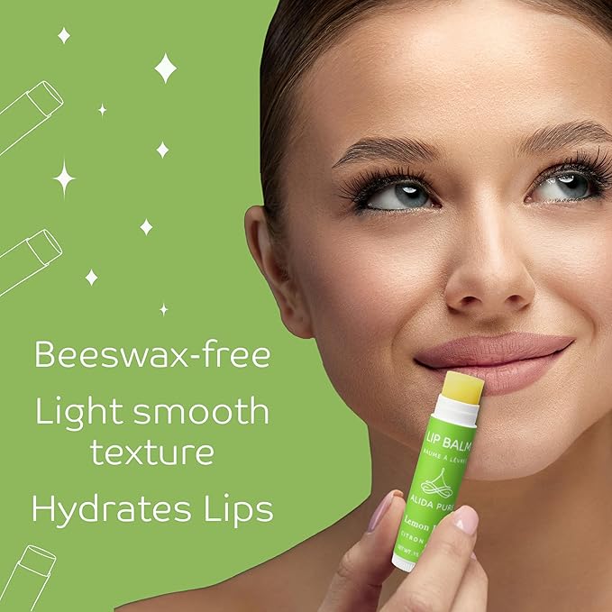 Lemon Lime Lip Balm Collection, Vegan Set, Bees Wax Free, Organic Jojoba and Avocado Oil, Vitamin E, Moisturizer for Dry Cracked Lips, 3 Tubes per Set