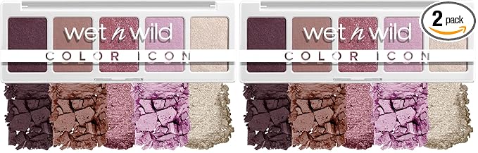 wet n wild Color Icon Eyeshadow Makeup 5 Pan Palette, Matte, Shimmer, Metallic, Long Wearing, Rich Buttery Pigment, Cruelty Free - Petalette (Pack of 2)