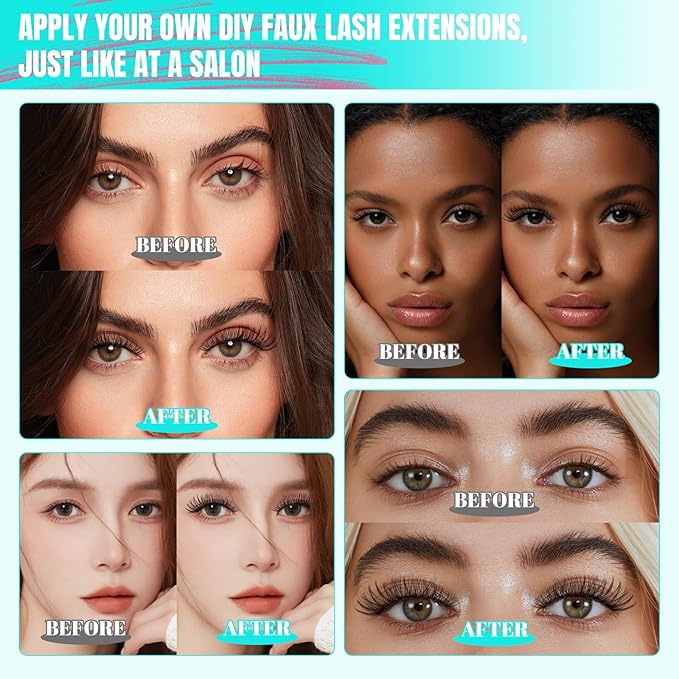 Lash Clusters 400pcs, 30D Mixed Tray DIY Eyelash Extension, D Curl Natural Wispy Individual Lashes Faux Mink & Cruelty Free Reusable Lash Clusters Extensions Black (30D, 9-18mm)