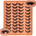 Fluffy Lashes Wispy Mink False Eyelashes Cat Eye Look Faux Mink Full Lashes Strips Dramatic 18mm D Curl Fox Eyelashes Multipack Pack 2 Styles Mixed YH307