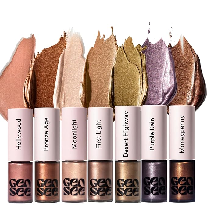 Gen See Mixed Media Metallic Liquid Eyeshadow, Hollywood – High Shine Molten Metal Eye Color, Featherlight Full Coverage Shimmer, Multi-Use Highlight Makeup, Vegan Cruelty-Free, Made in Italy